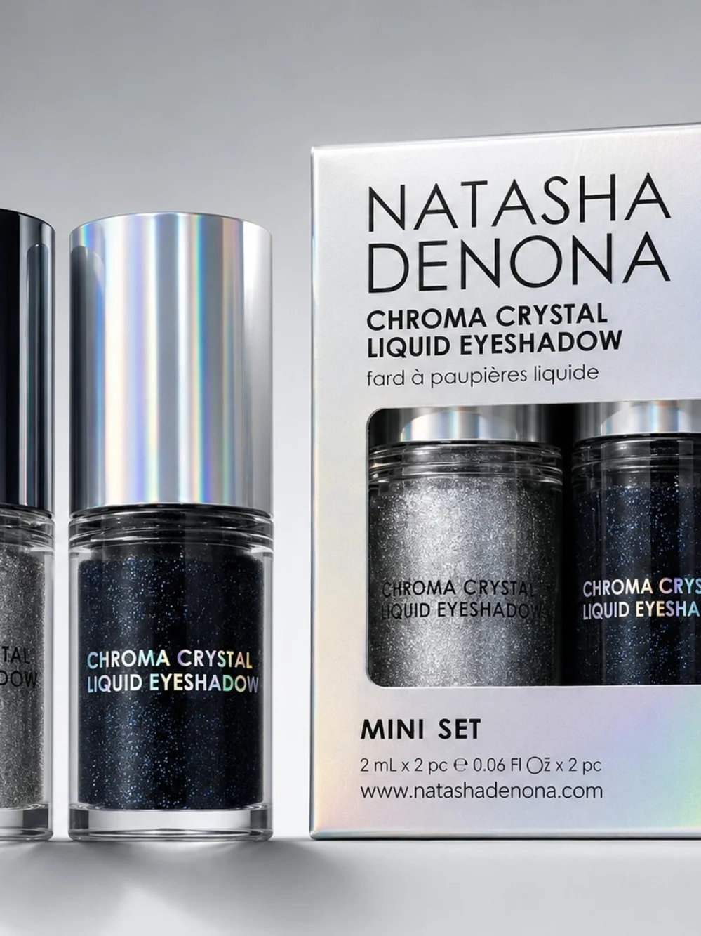 Natasha Denona Chrome & Crystal Liquid Eyeshadow Duo - Silver & Black